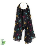 Recycled Dark Swallow  Print Scarf by Peace of Mind